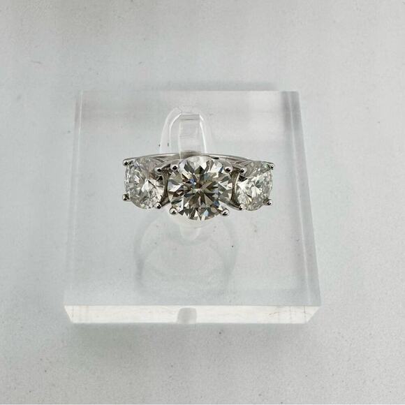 Ring Jewelry - Three Stone Moissanite Ring Past Present Future Trilogy Wedding Anniversary Band